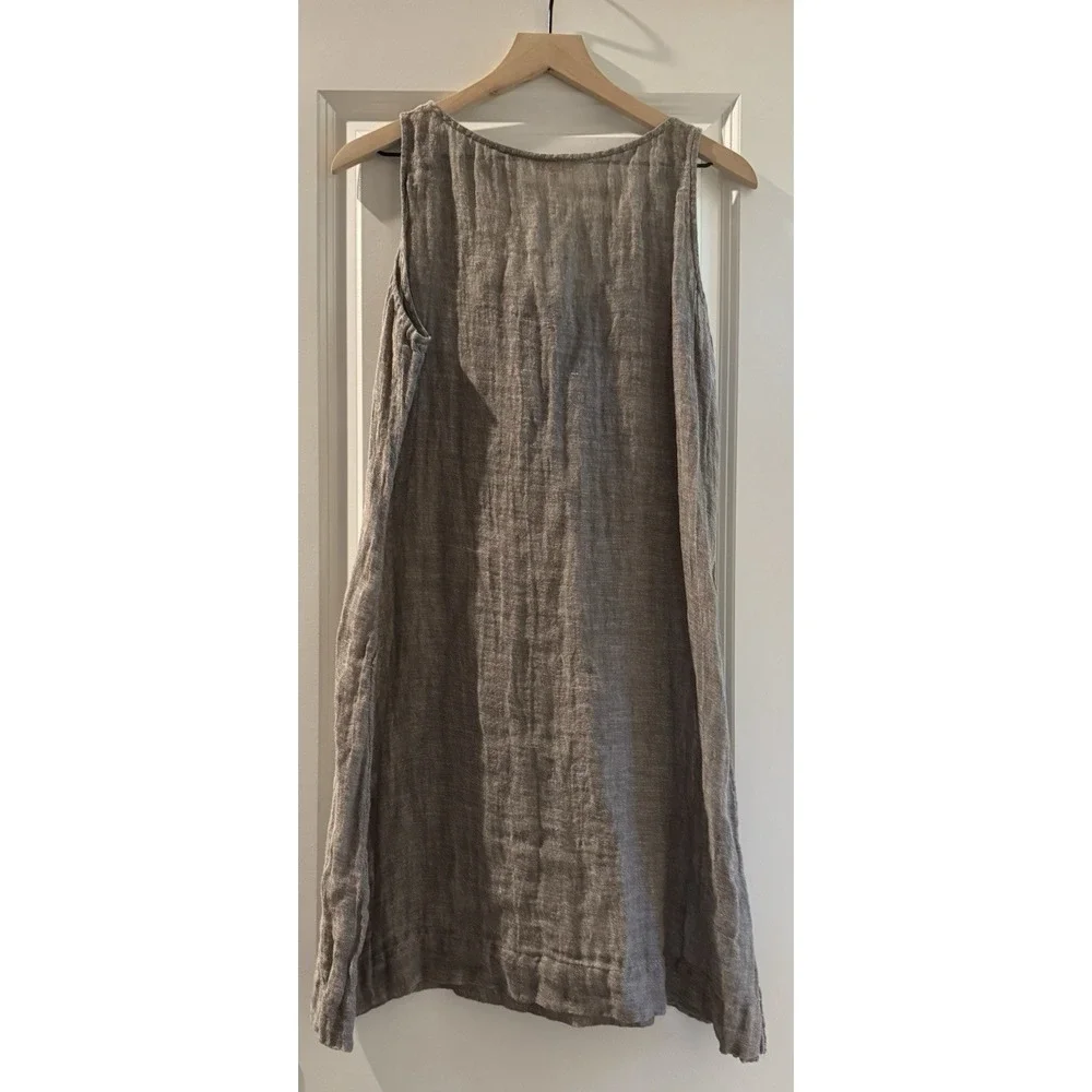 Eileen Fisher Organic Linen Gauze Tunic Tank Top Brown Gray Sleeveless Medium - Picture 4 of 8